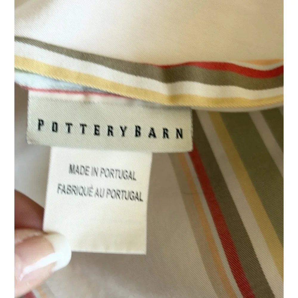 POTTERY‎ BARN Striped 100% Organic Cotton Sham Euro 1 Pillow Cover Portugal